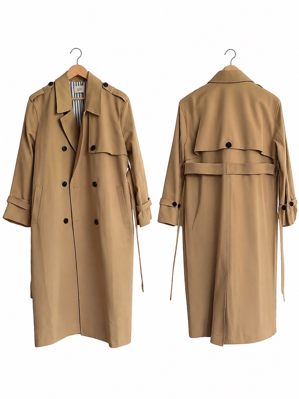 AYR “Espionage” Trench Coat Tan | Classic double-breasted belted coat | Medium - Picture 2 of 5